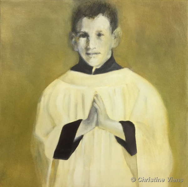 Peinture représentant un jeune garçon en enfant de chœur.